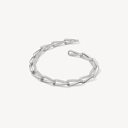 INSIDE/OUT Diamond Link Necklace, 18K White Gold, large