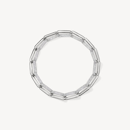 INSIDE/OUT Diamond Link Necklace, 18K White Gold, large