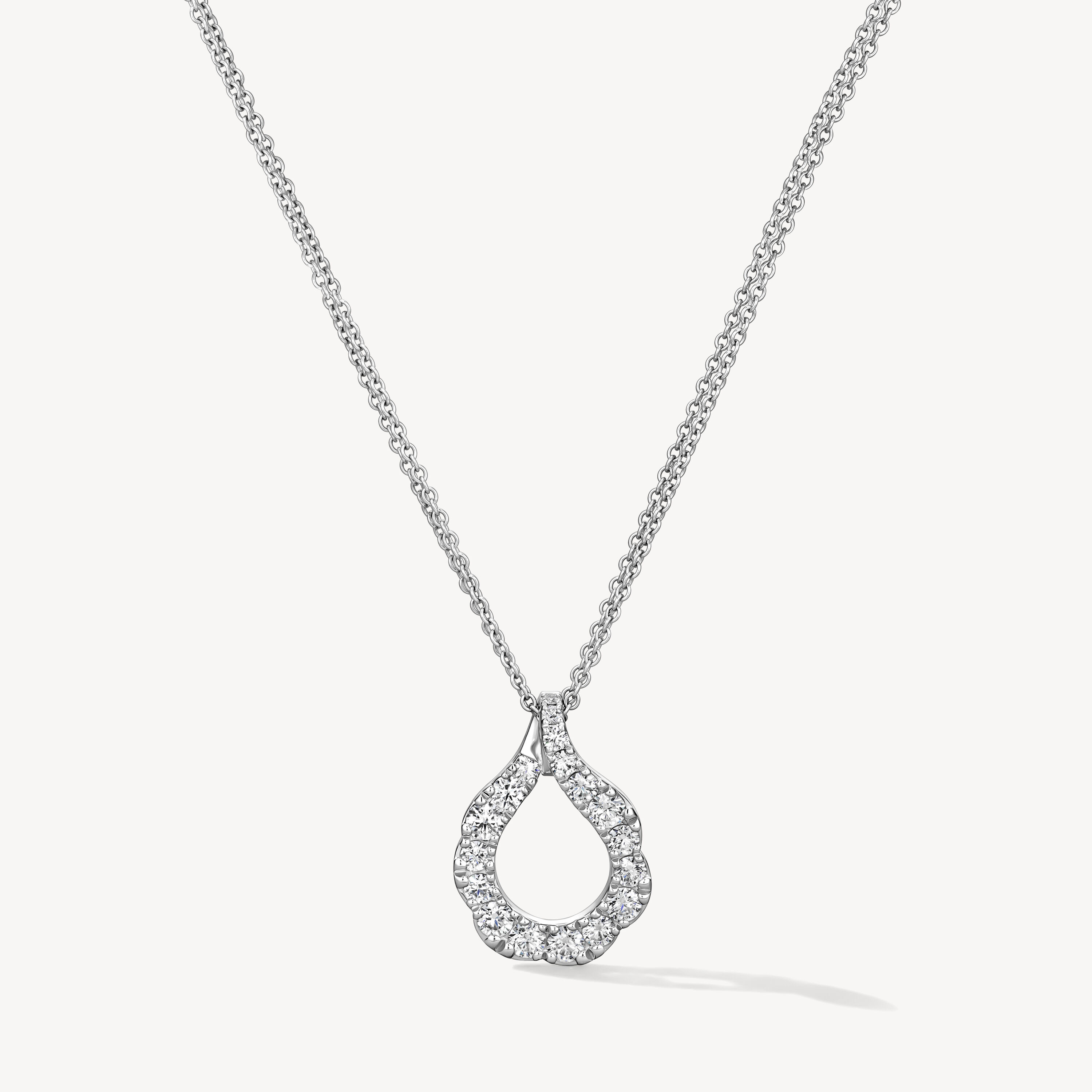 Lorelei Crescent Diamond Pendant Necklace, 18K White Gold, large