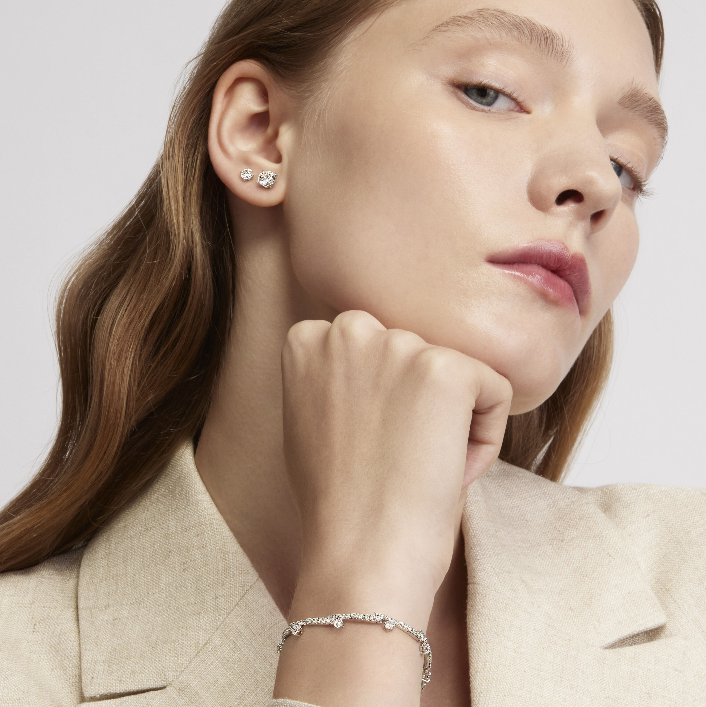 VELA Crossover 密鑲鑽石手鍊, 18K 黄金, large