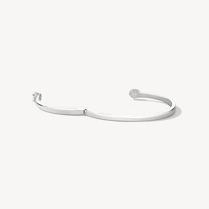 Ellipse Diamond Open Bangle, 18K White Gold, large