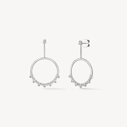 Aerial Sunrise Drop Earrings, 18K White Gold, large