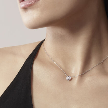 Joy Circle 鑽石項鏈, 18K 白金, large