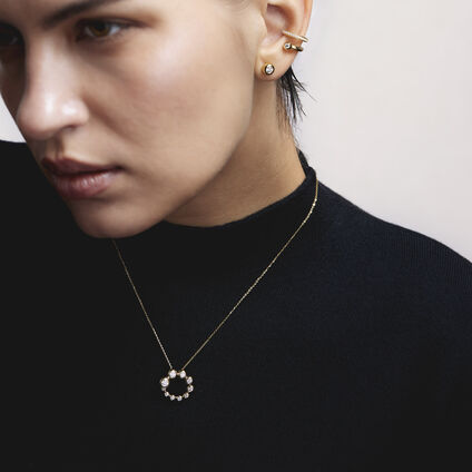 DREAM SOLO 鑽石耳環, 18K 黄金, large