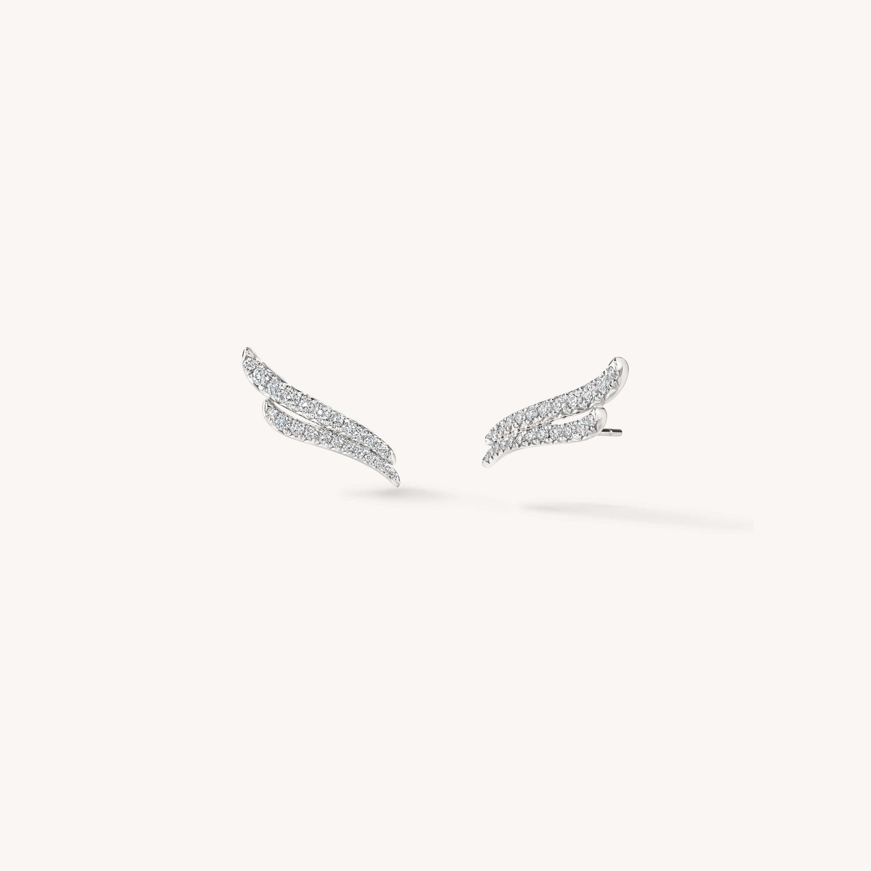 VELA French Cut Pav&eacute; Double Row Diamond Climber Earrings , 18K White Gold, large