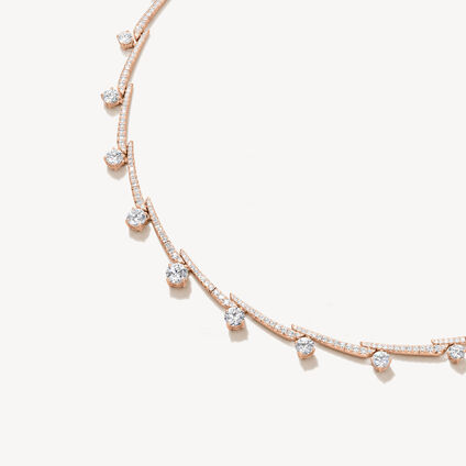 VELA Crossover French Cut Pav&eacute; Necklace, 18K Rose Gold, large
