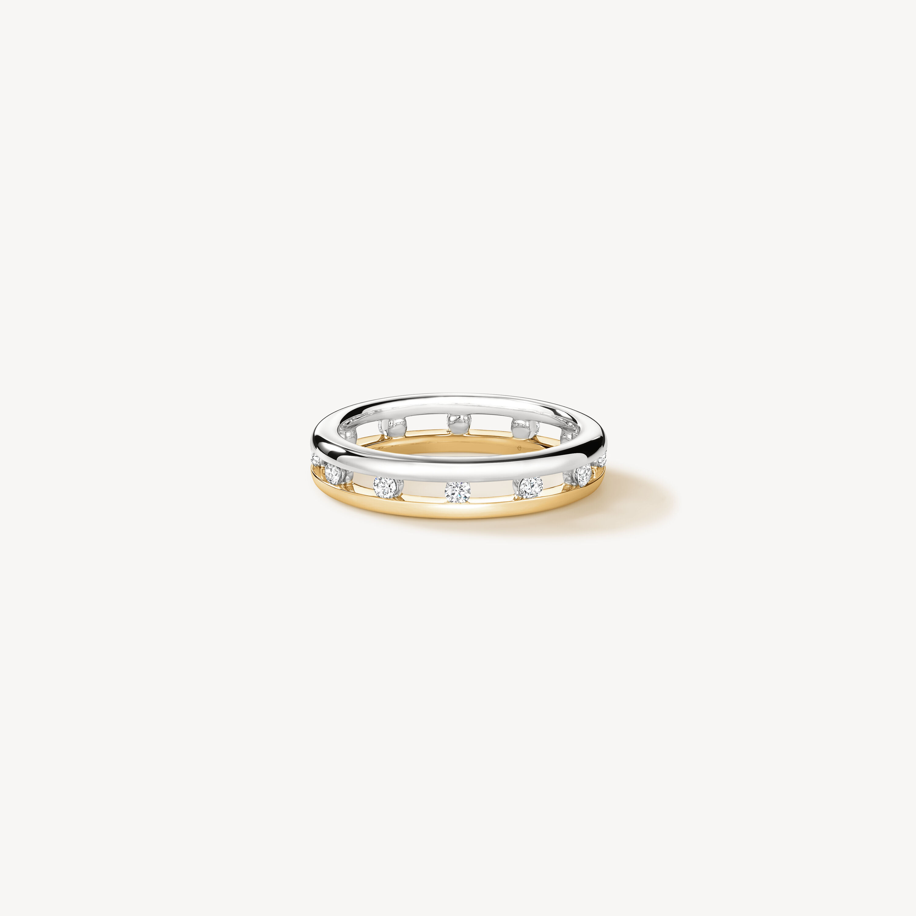 Love Floating Diamond Eternity Wedding Band, Platinum and 18K Yellow Gold, large