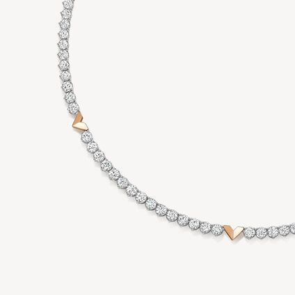 Copley Diamond Line Necklace, 18K White gold and Rose gold, large