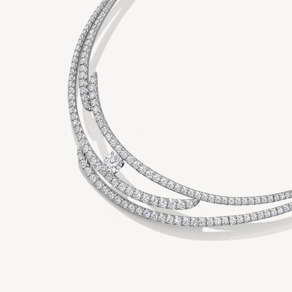 VELA French Cut Pav&eacute; Collar, 18K White Gold, large