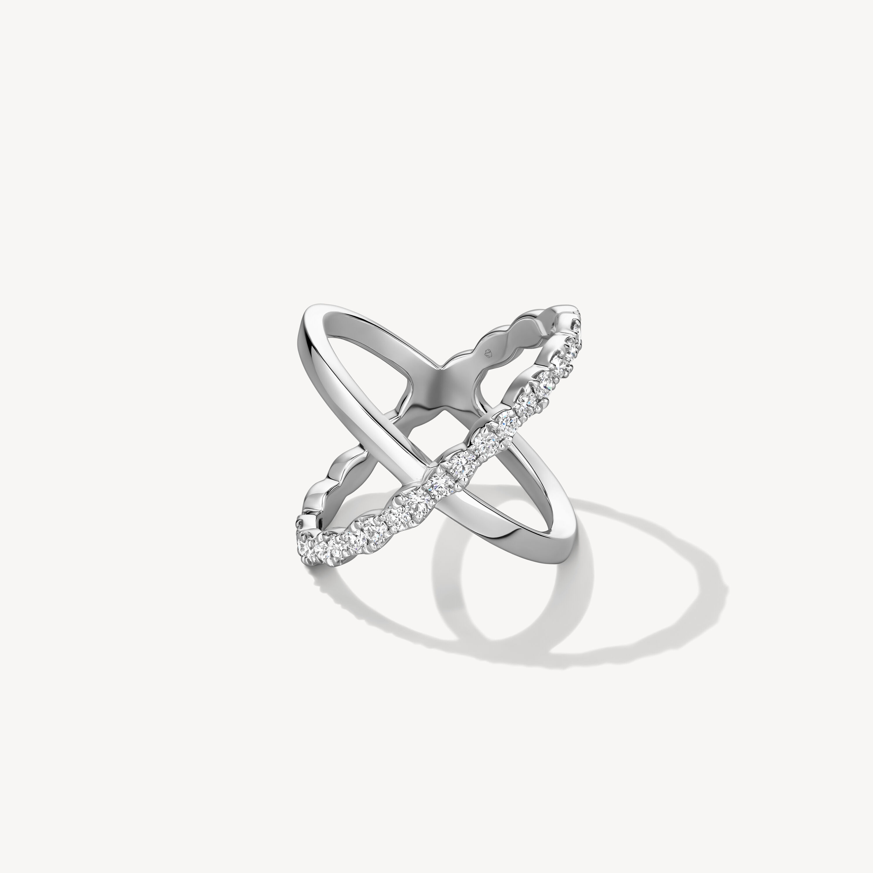 Lorelei Criss Cross Ring, 18K White Gold, large