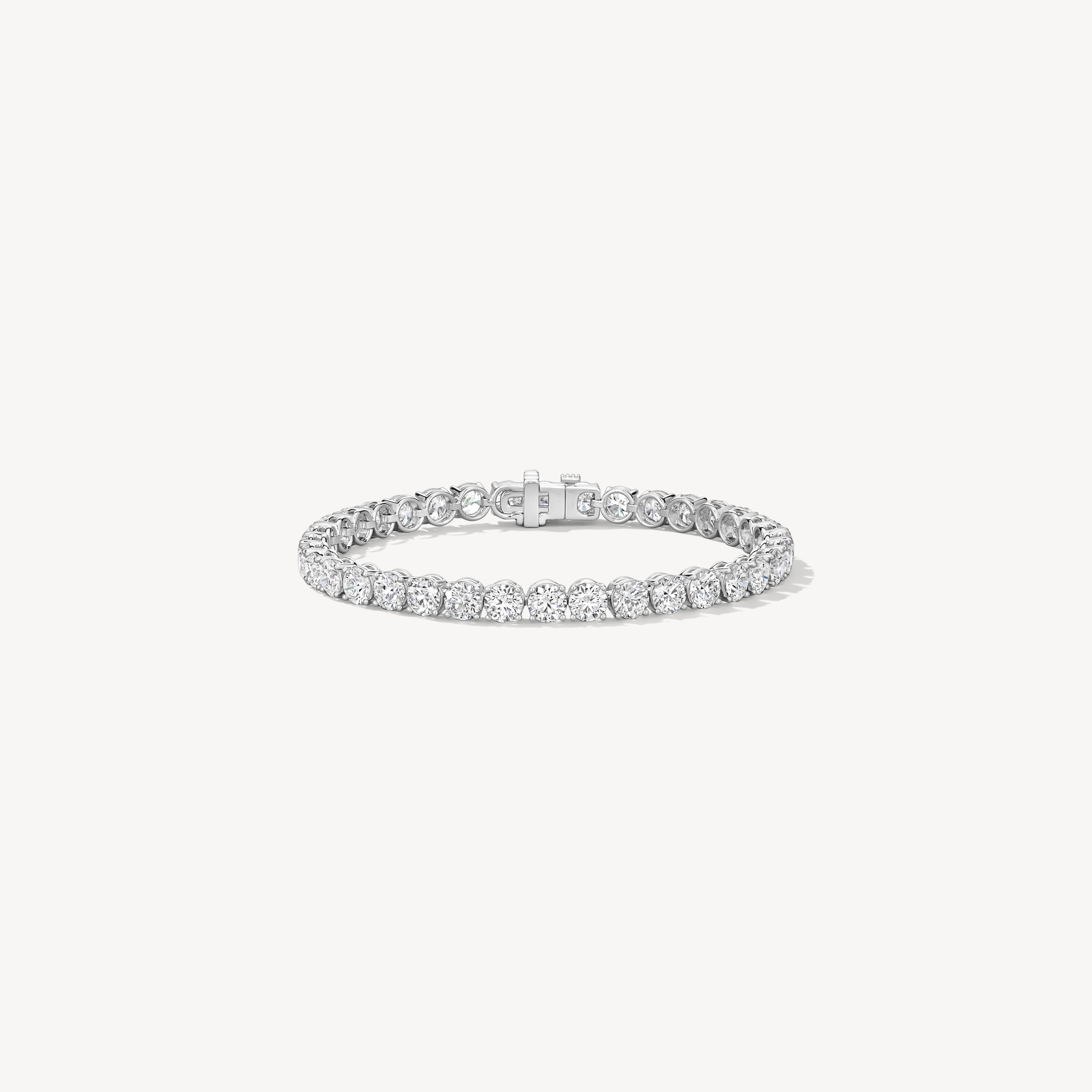 Basic 4-Prong Tennis Bracelet, 18K White Gold, large