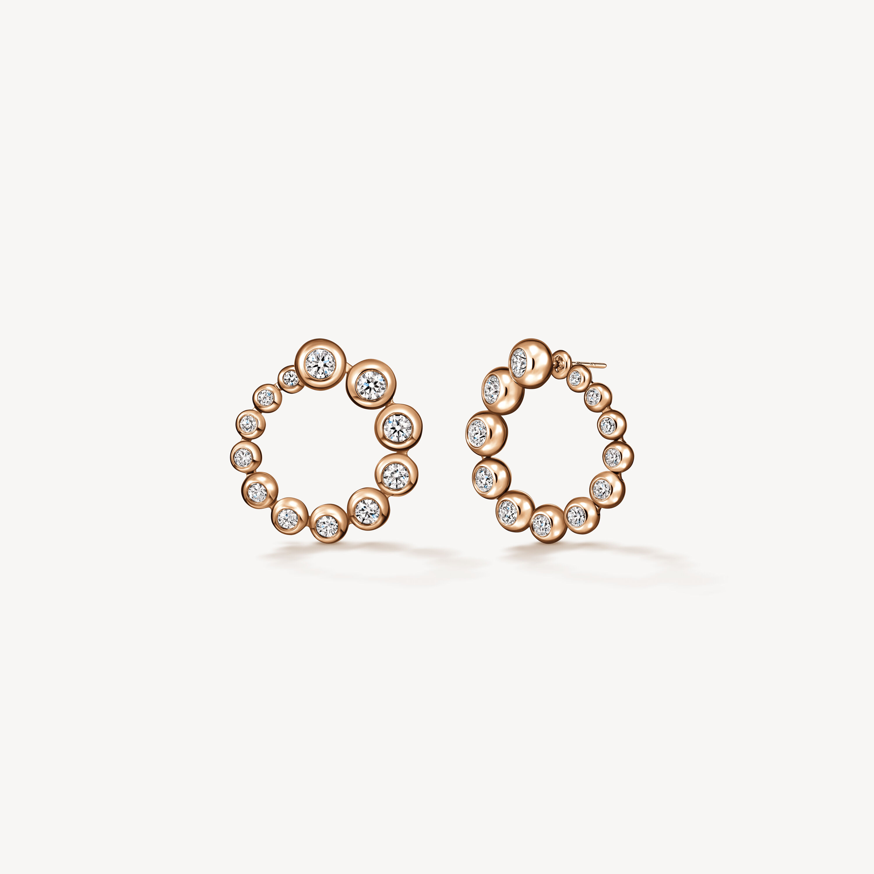 Dream  Circle Convertible Earrings, 18K Rose Gold, large