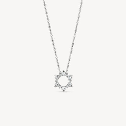 Aerial Open Sunburst Enhancer Pendant Necklace, 18K White Gold, large