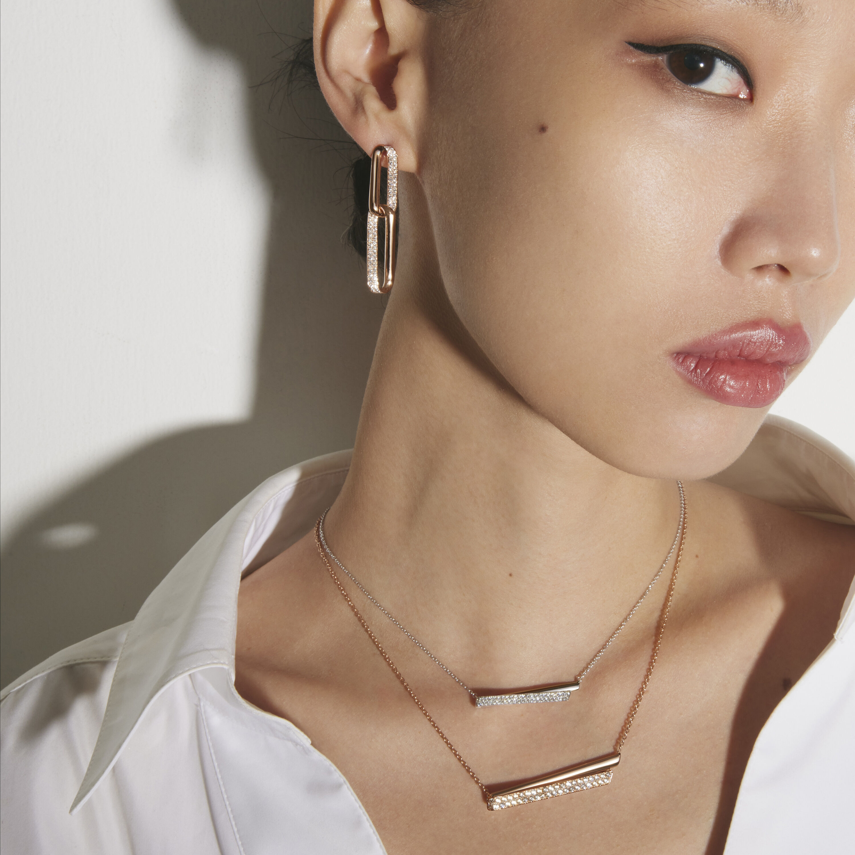 INSIDE/OUT Link 鑽石耳環（小）, 18K 黄金, large