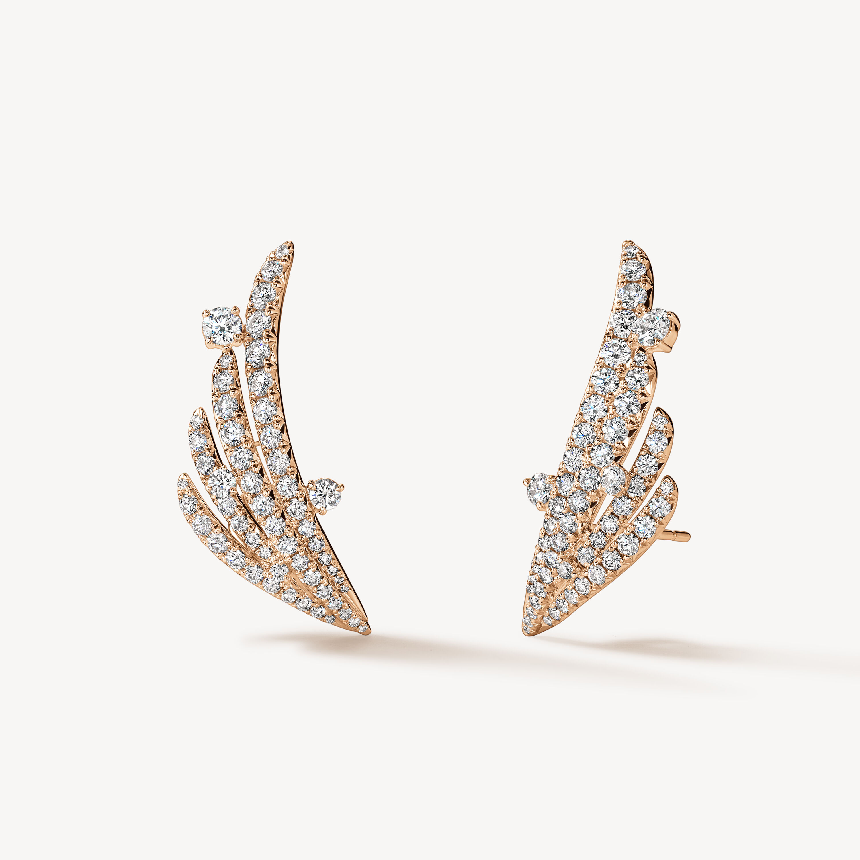 VELA 法式鑲嵌鑽石耳環, 18K 玫瑰金, large