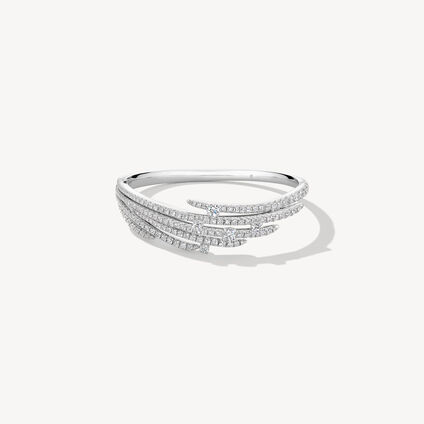 VELA French Cut Pav&eacute; Bangle
, 18K White Gold, large