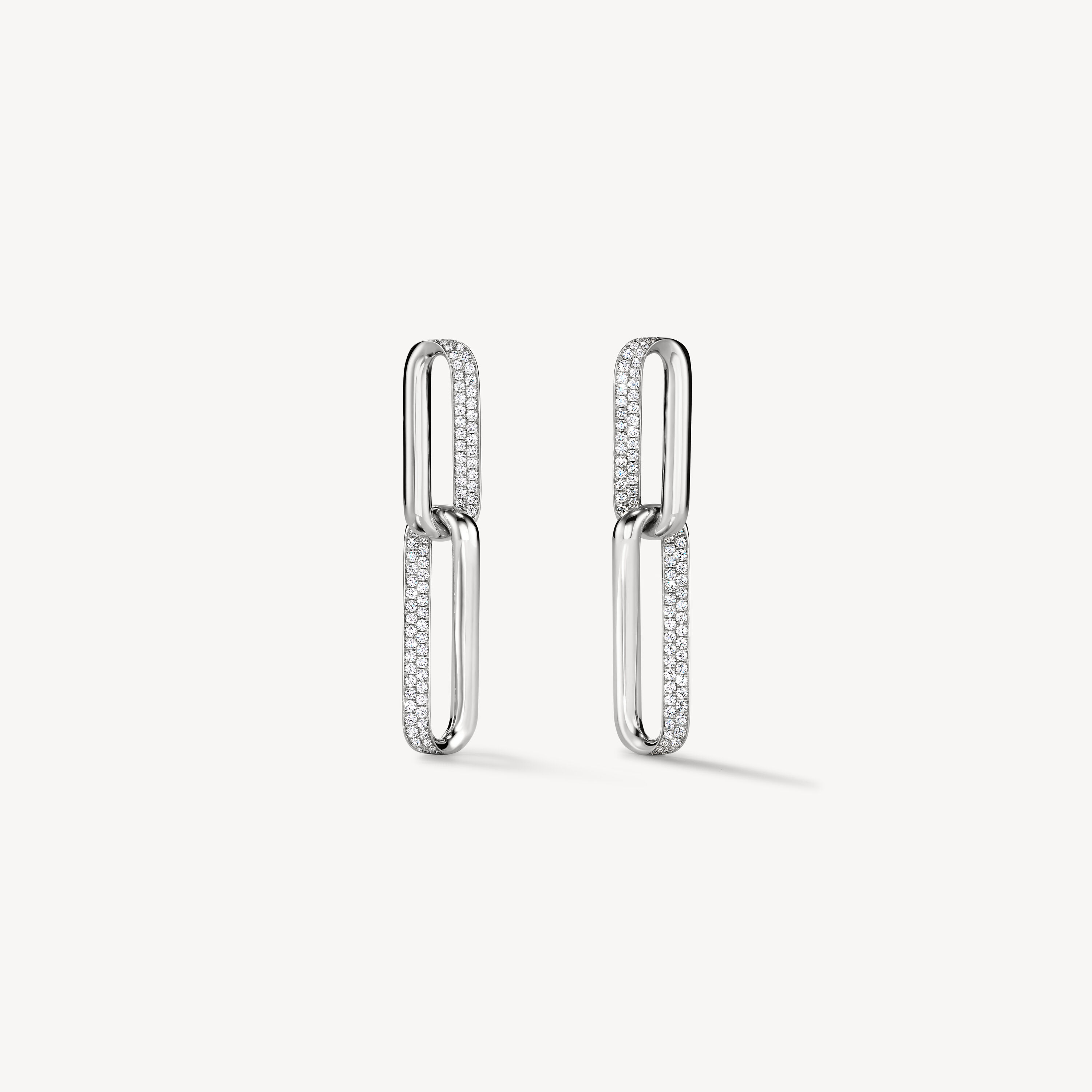 INSIDE/OUT Diamond Link Earrings, Small, 18K White Gold, large
