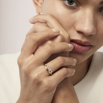 BARRE Floating Diamond Ring , 18K Rose Gold, large