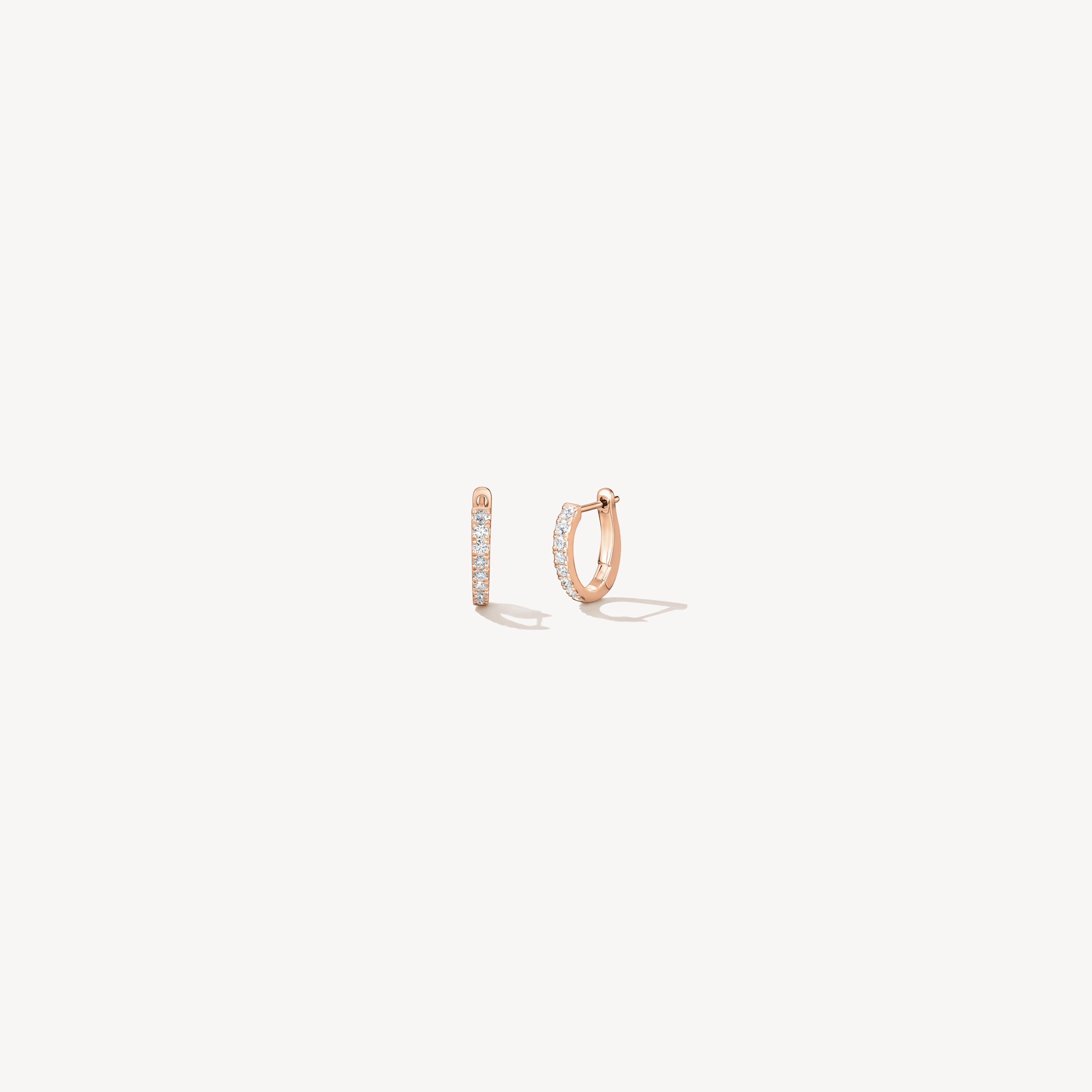 Mini Hoop Graduated Earrings, 18K Rose Gold, large