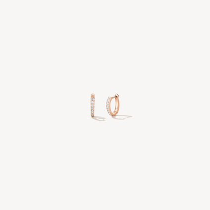 Mini Hoop Graduated Earrings, 18K Rose Gold, large