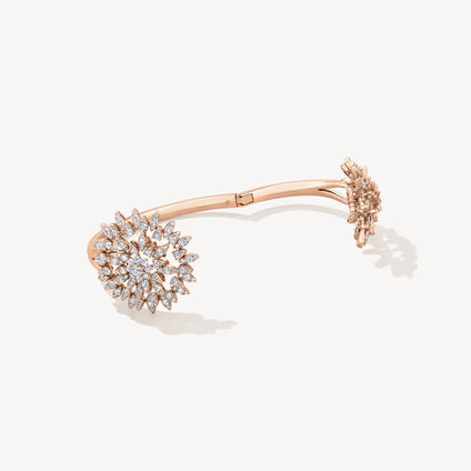 Aerial Double Sunburst Bangle, 18K Rose Gold, large
