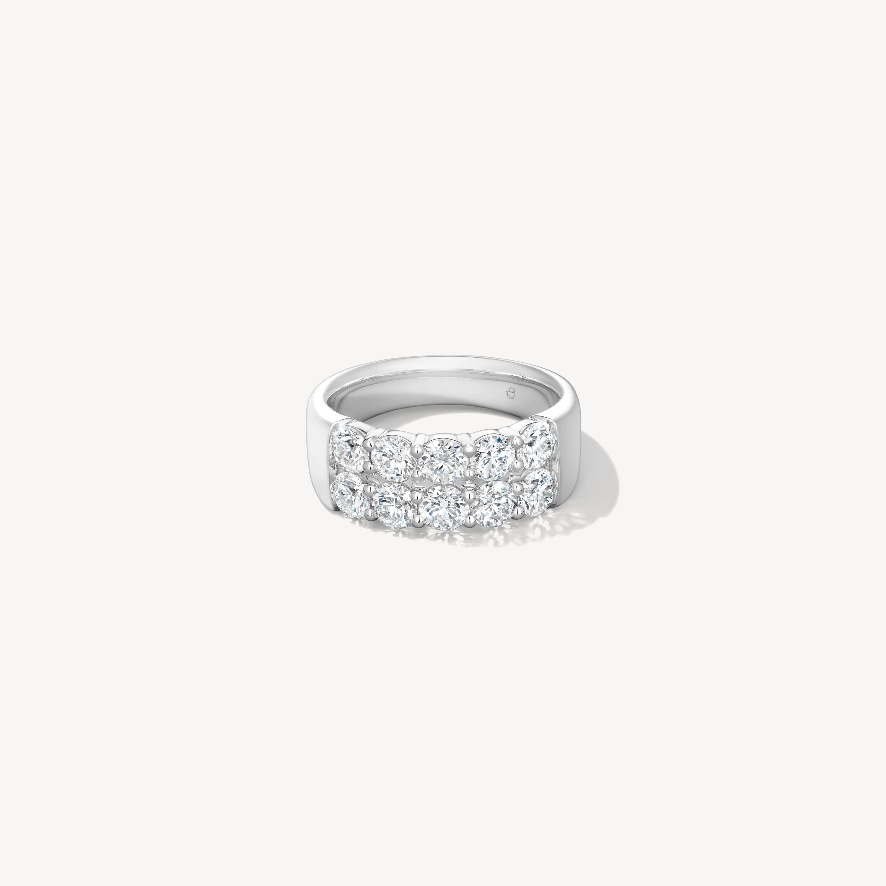 Signature Double Row Ring, 18K White Gold, large