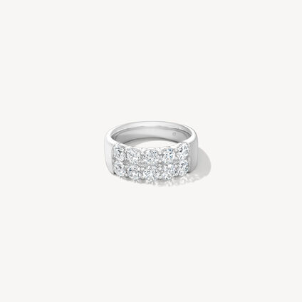 Signature Double Row Ring, 18K White Gold, large
