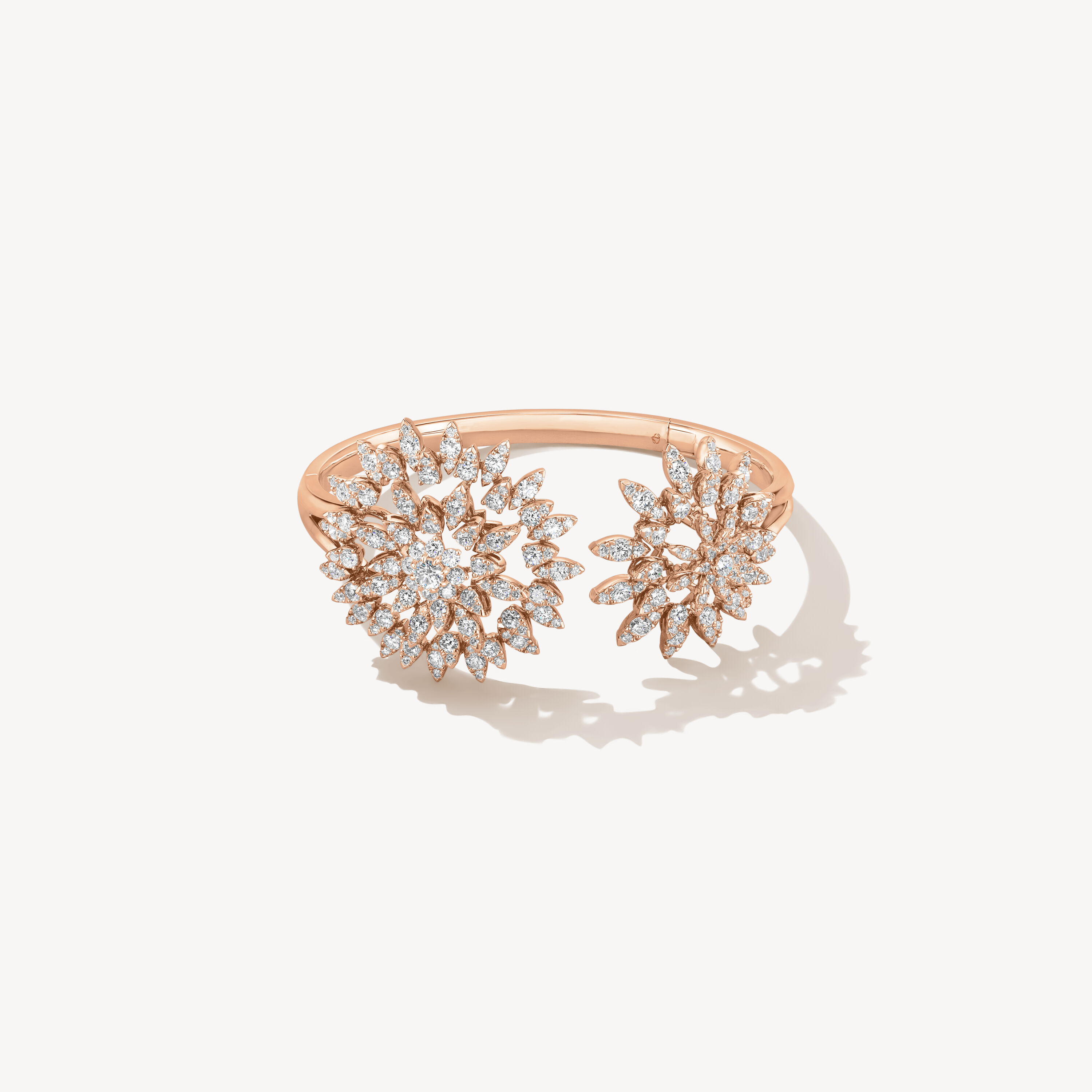 Aerial Double Sunburst Bangle, 18K Rose Gold, large