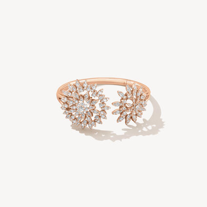Aerial Double Sunburst Bangle, 18K Rose Gold, large
