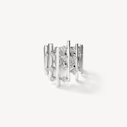 BARRE Multi- Row Diamond Ring, 18K White Gold, large