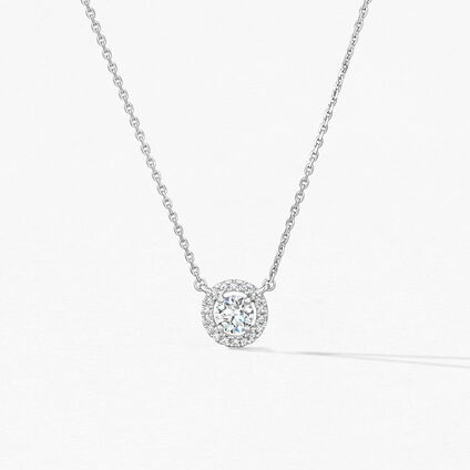 Joy Circle 鑽石項鏈, 18K 白金, large