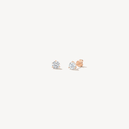 Three-Prong Stud Earrings, 18K Rose Gold, large