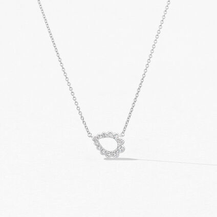 Aerial Regal Scroll Teardrop 鑽石項鍊, 18K 白金, large