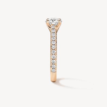 VELA Cathedral Solitaire Ring With Diamond Band, 18K Rose Gold, large