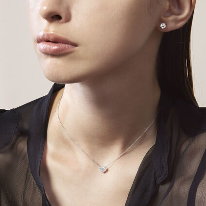 4 Heart-Prong Solitaire Earrings, 18K Rose Gold, large