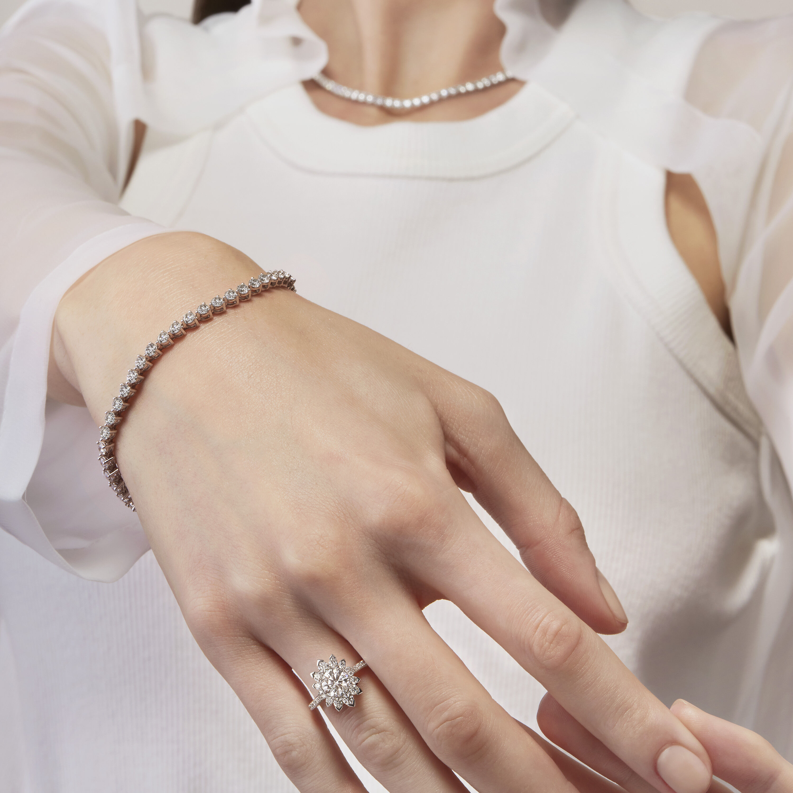 Temptation 三爪鑽石手鍊, 18K 玫瑰金, large