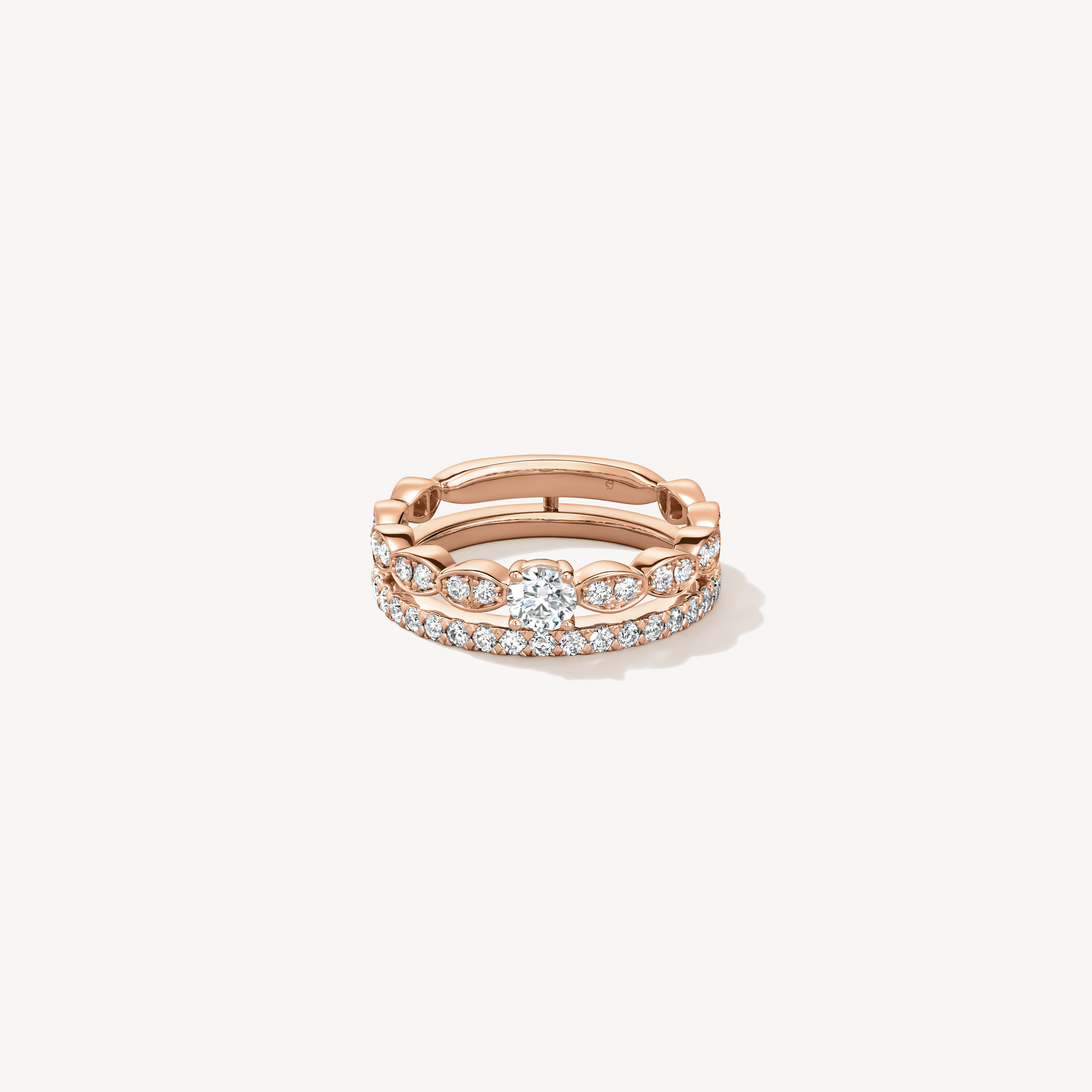 Lorelei Reverie 2-Roll Diamond Ring, 18K Rose Gold, large