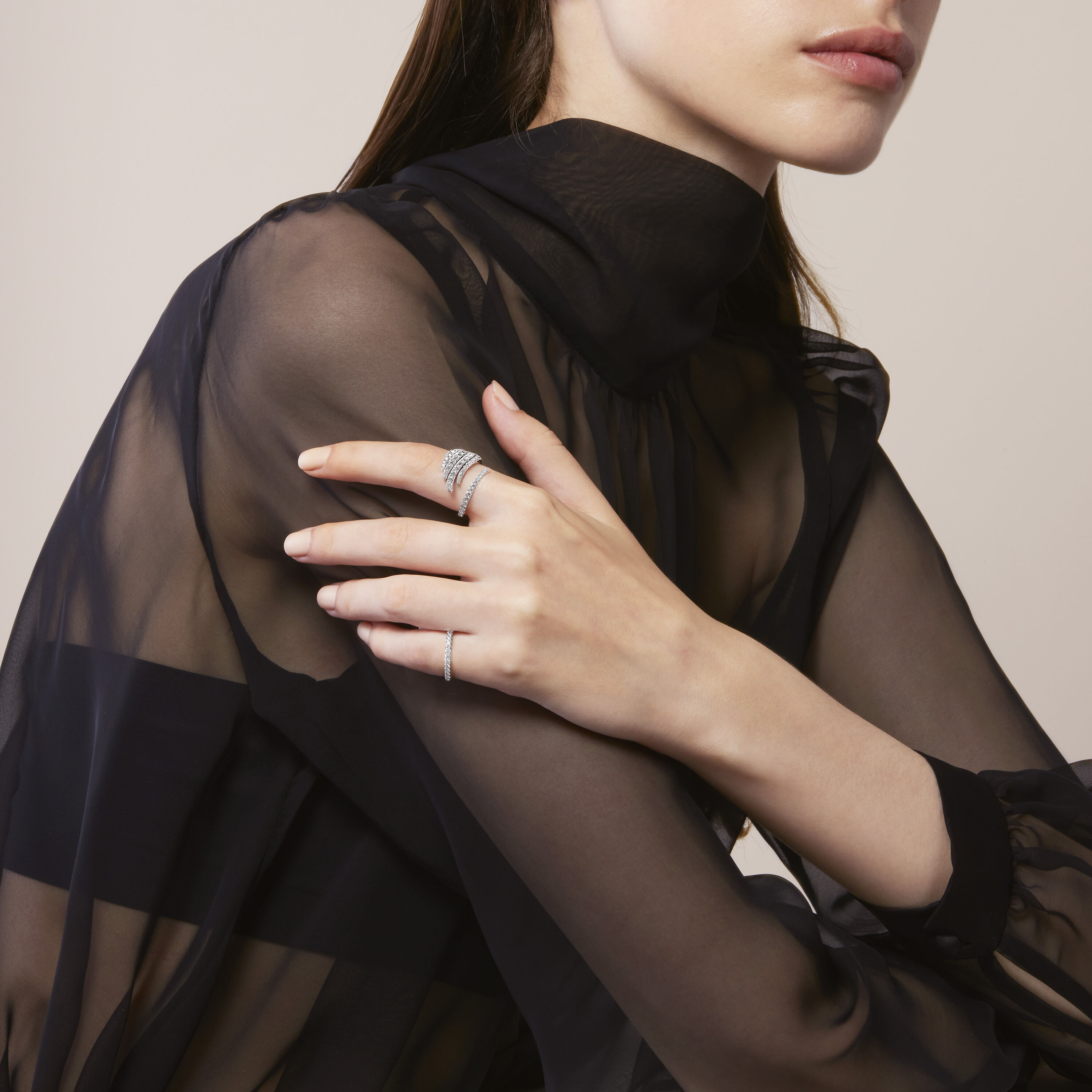 Vela Cocktail 鑽石套戒, 18K 黄金, large