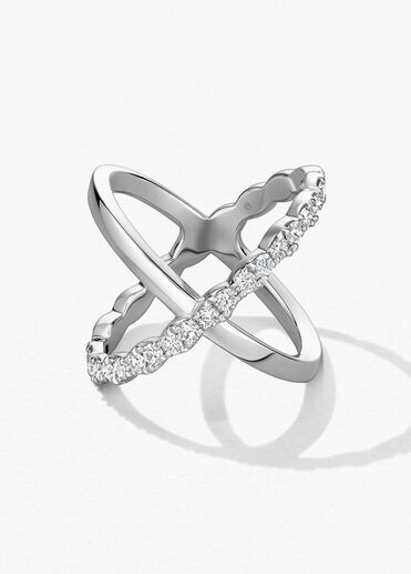 Lorelei Criss Cross 鑽石戒指, 18K 白金 Lorelei Criss Cross 鑽石戒指, 18K 白金, large