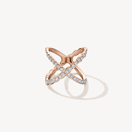 Lorelei Diamond Criss Cross Ring, 18K Rose Gold, large