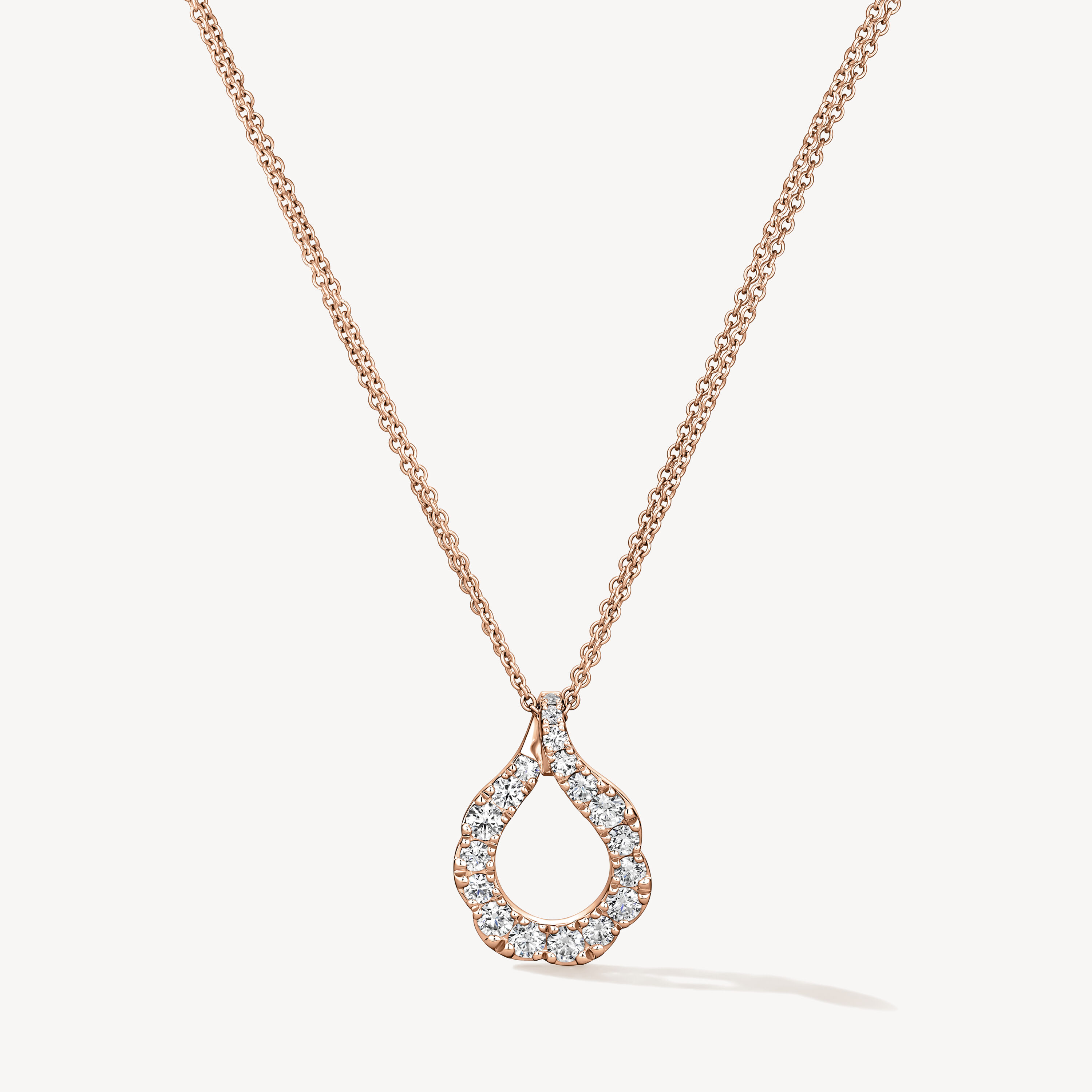 Lorelei Crescent Diamond Pendant Necklace, 18K Rose Gold, large
