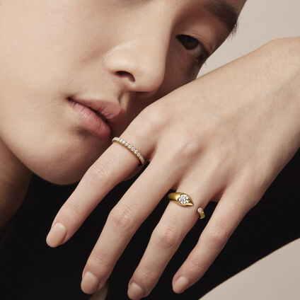 LU Droplet Open 鑽石戒指, 18K 白金, large