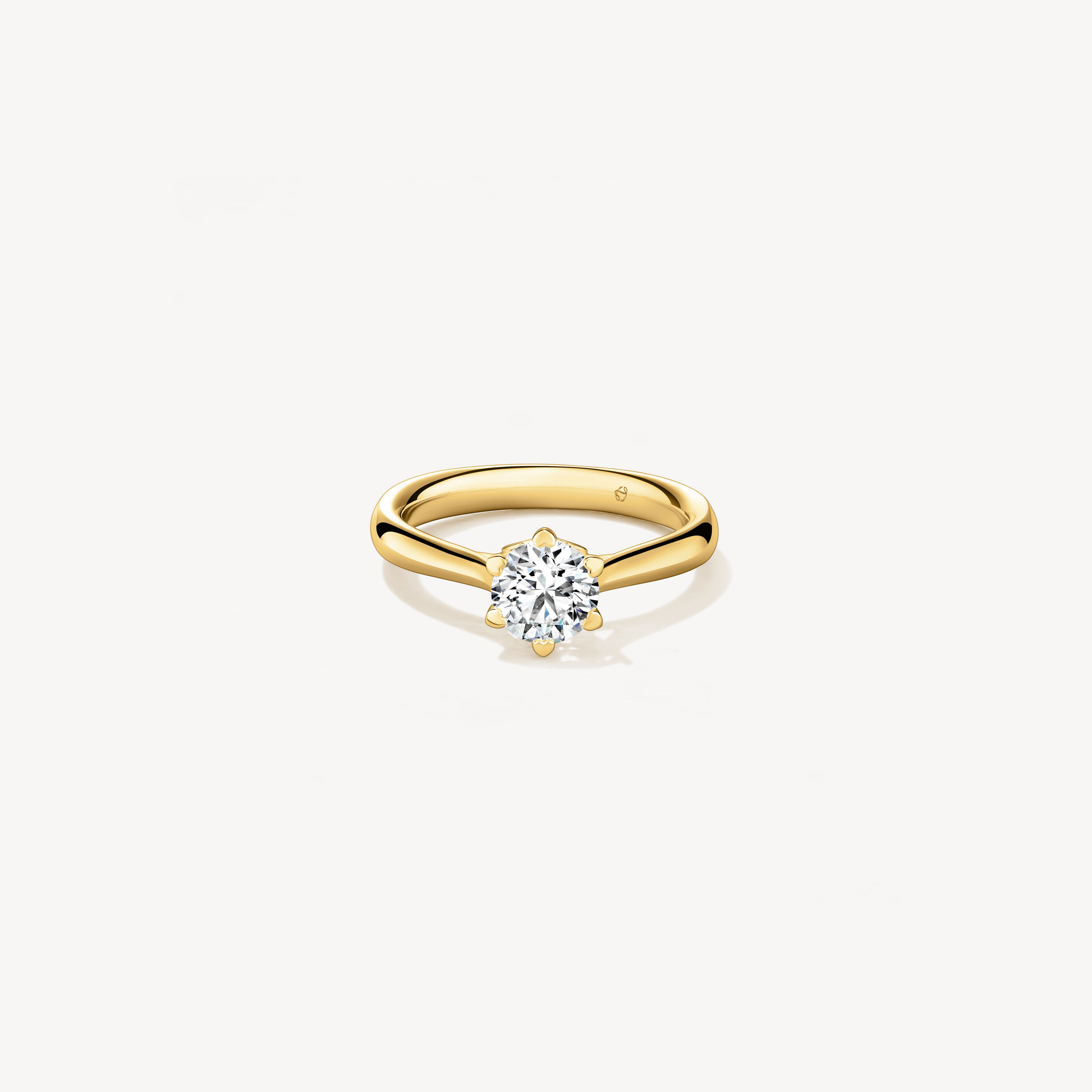 6 Heart-Prong Engagement Ring, 18K Yellow Gold, large