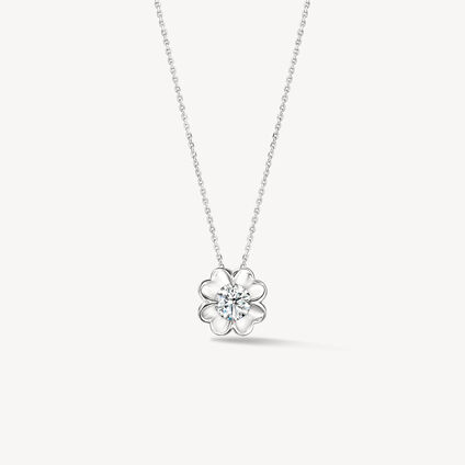 WHIMSICAL CLOVER 鑽石項鍊, 18K 白金, large