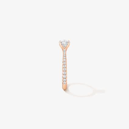 VELA Solitatire Ring With Diamond Band, 18K Rose Gold, large