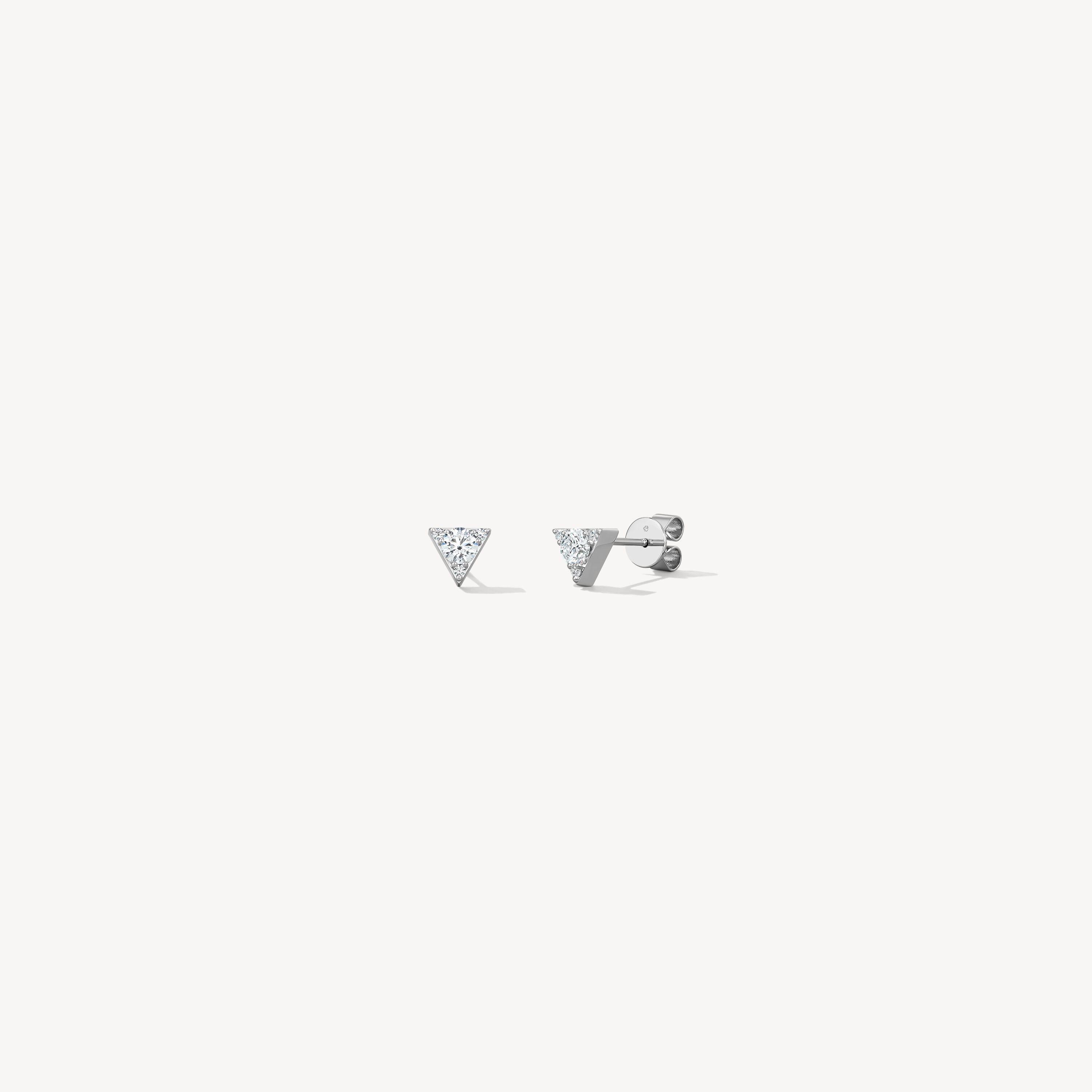 Triplicity Triangle Stud Earrings, 18K White Gold, large