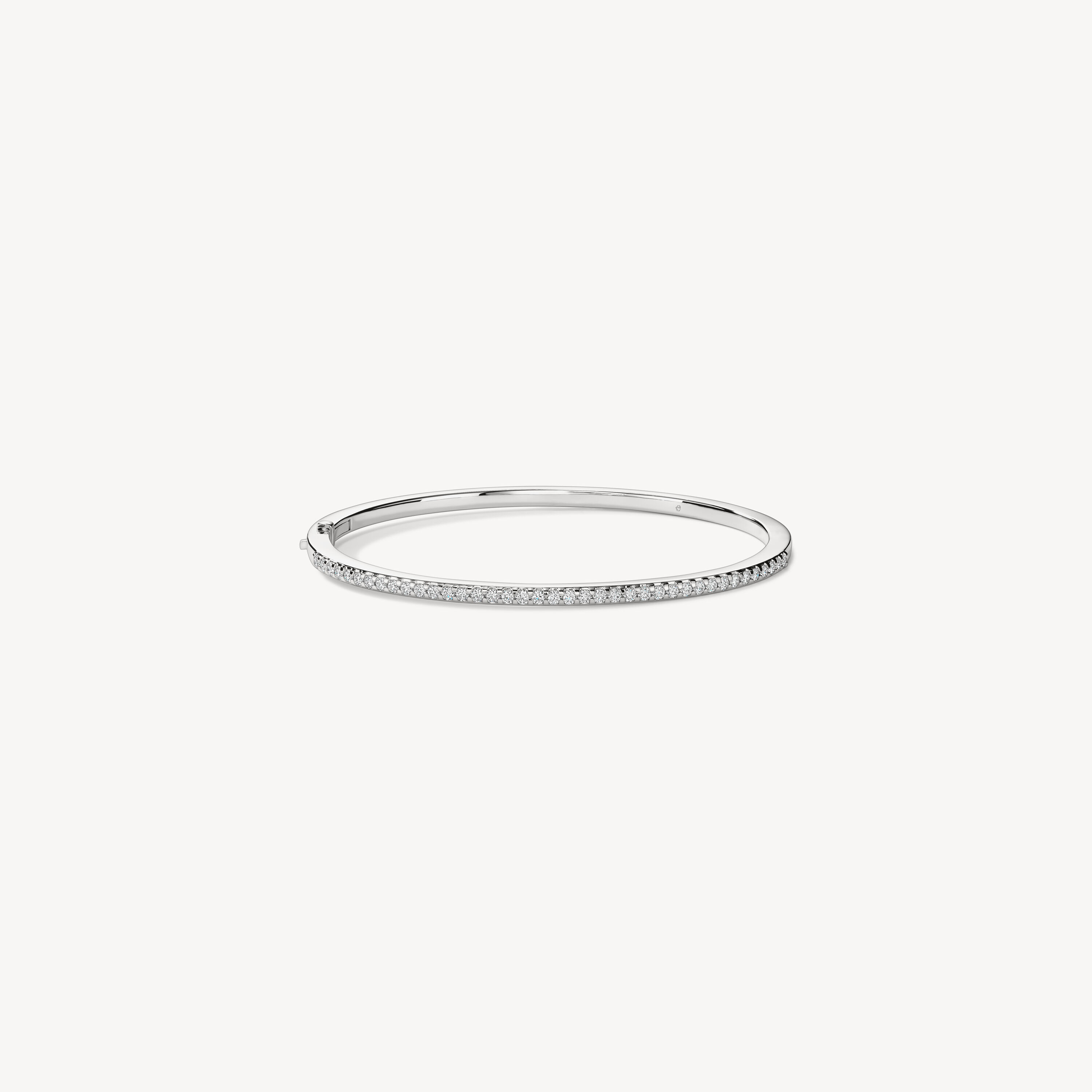 HOF Classic Prong Set Bangle, 18K White Gold, large