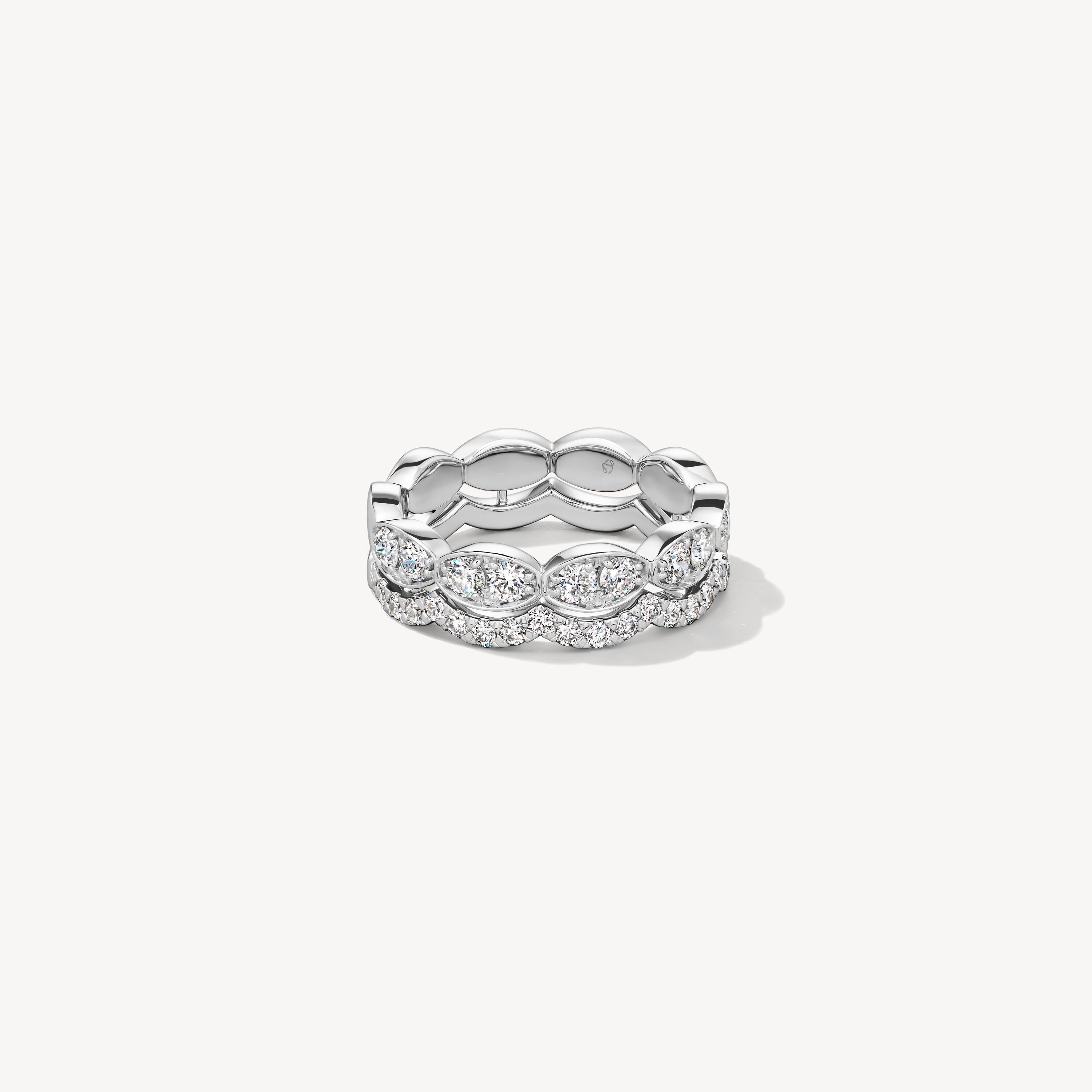 Lorelei 2-Roll Diamond Ring, 18K White Gold, large