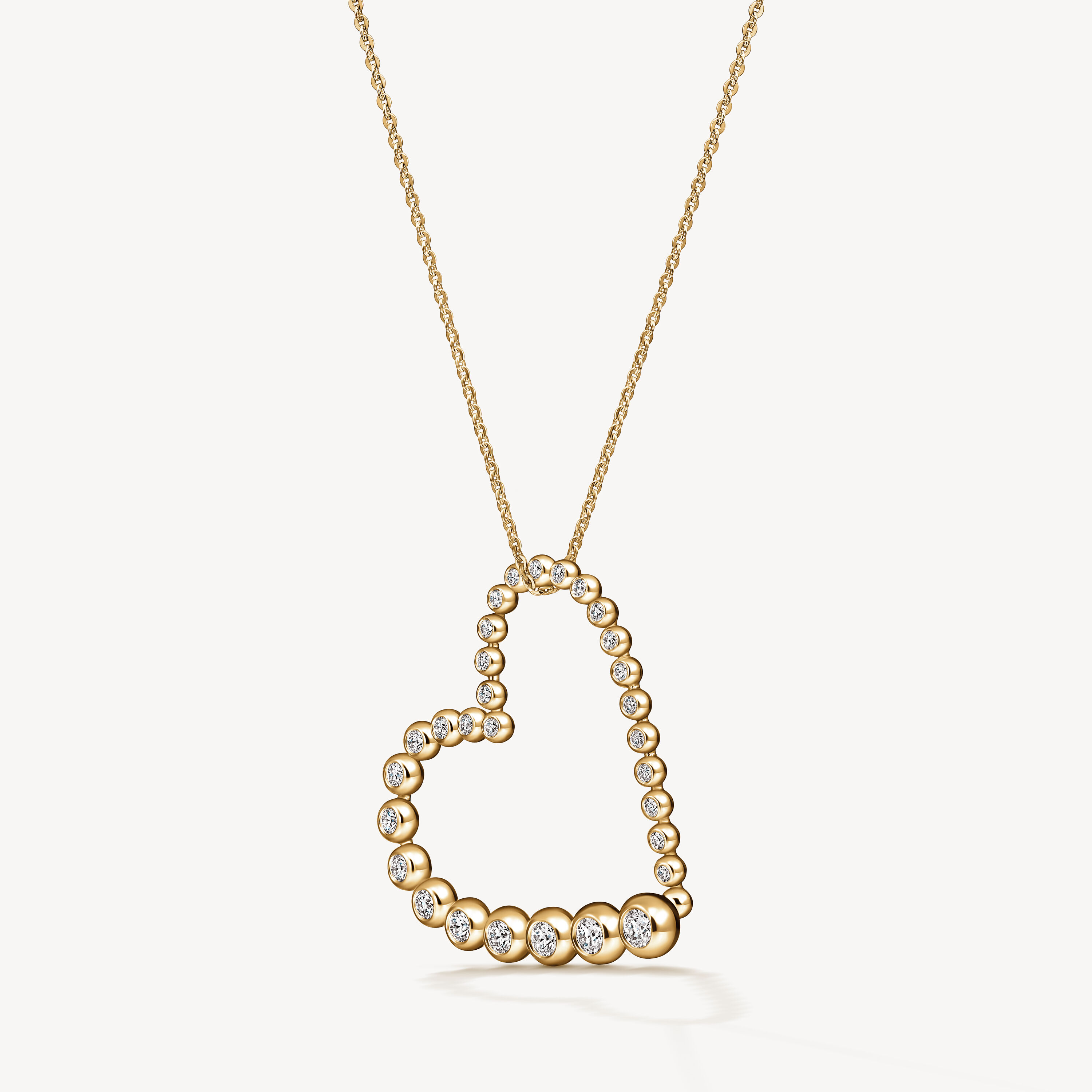 DREAM Heart 鑽石項鍊（大）, 18K 黄金, large