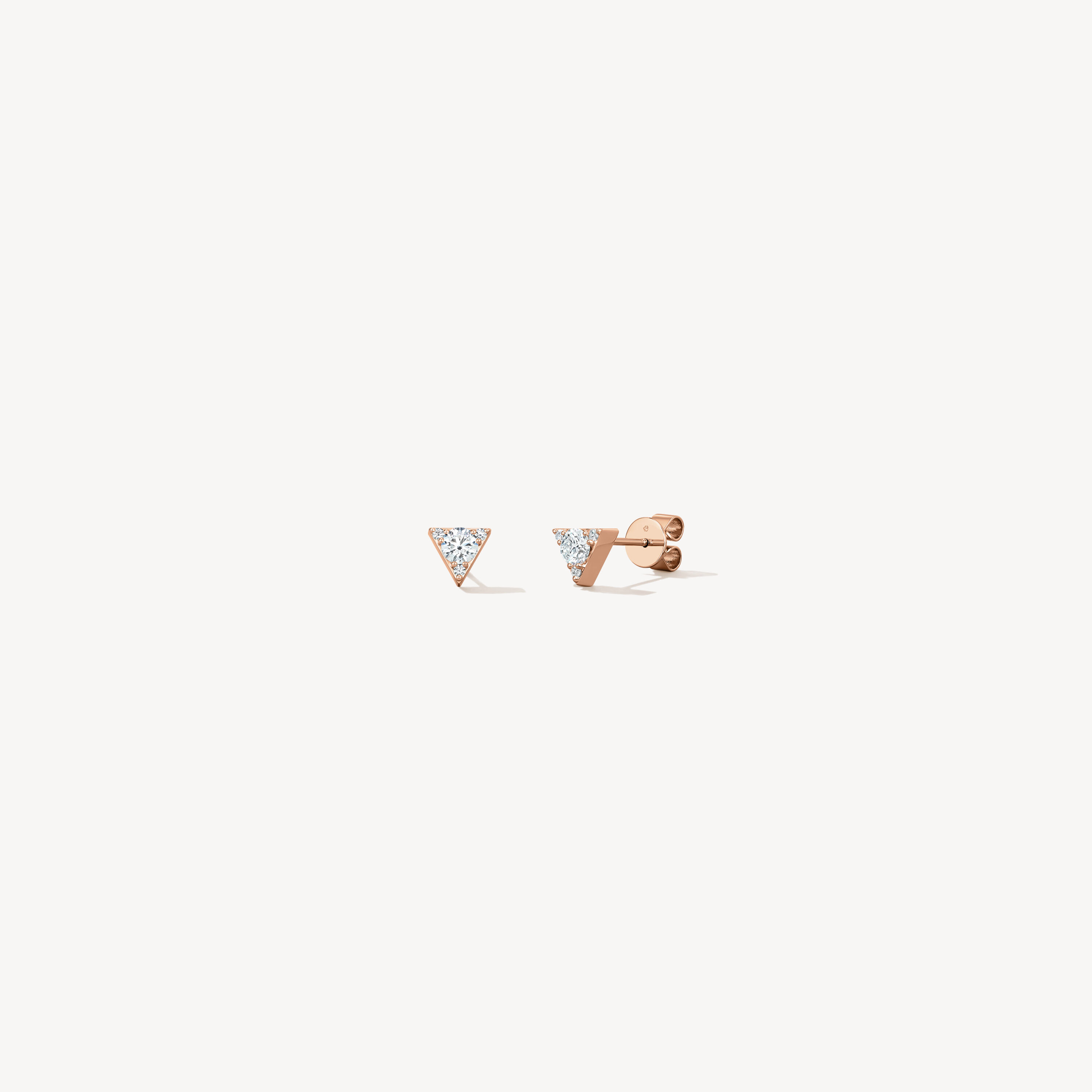 Triplicity Triangle Stud Earrings, 18K Rose Gold, large